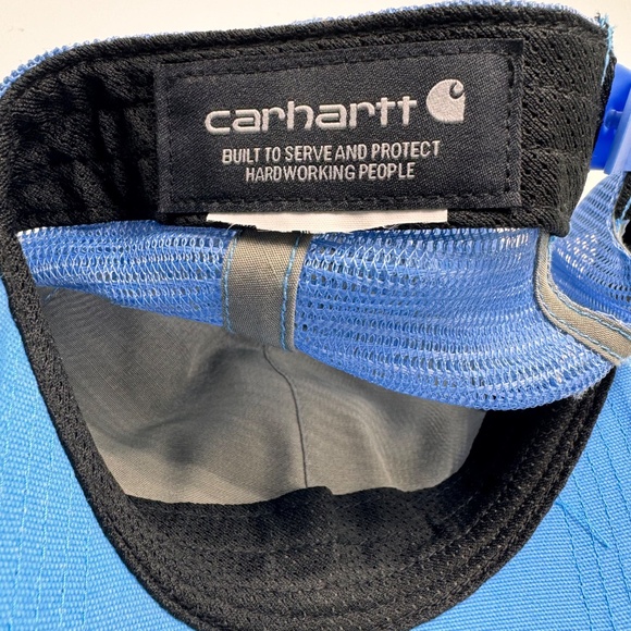 Carhartt Blue Canvas Meshback Adjustable Snapback Trucker Cap Hat AH0286 - Picture 5 of 9